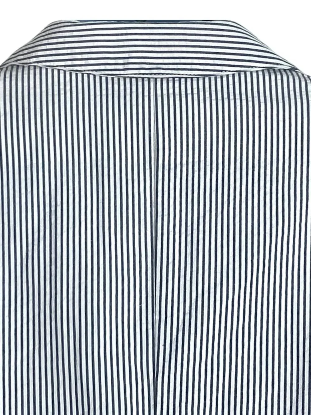 Blue White Striped Cotton Unstructured Seersucker Blazer L Lightweight Nautical